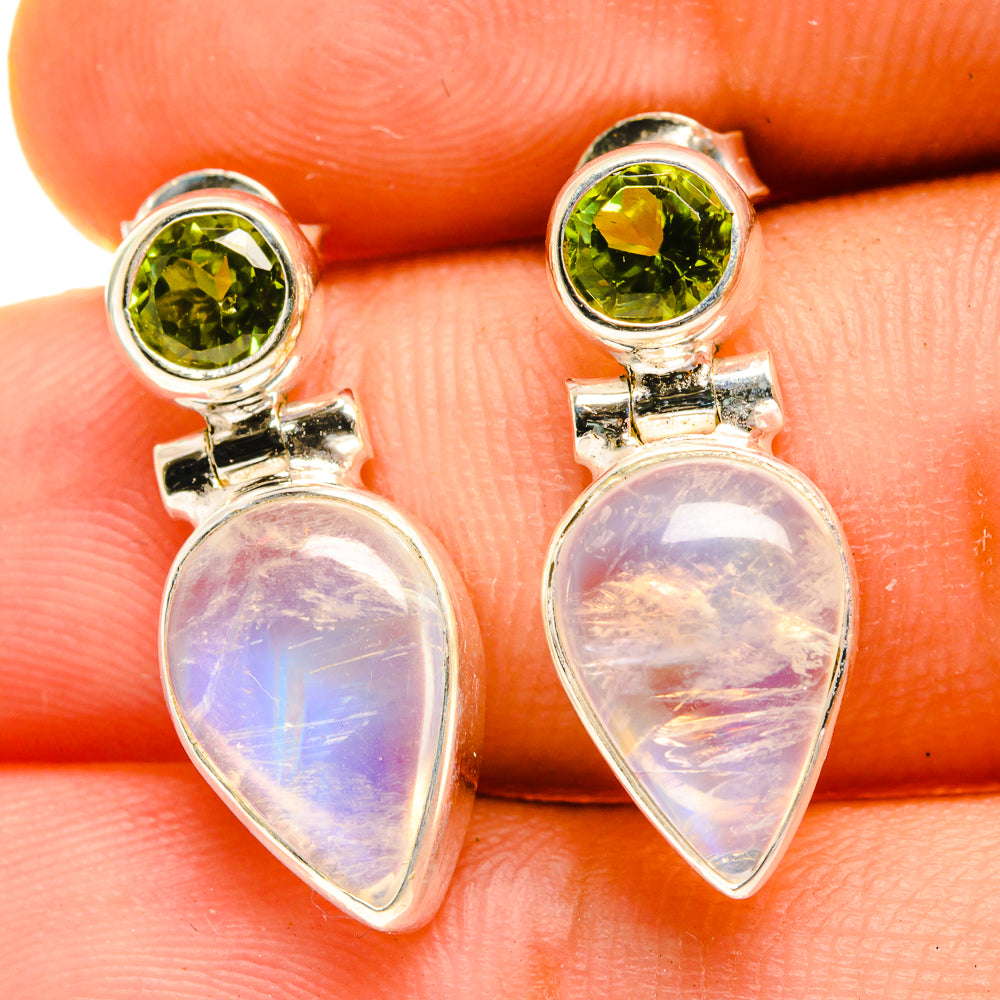 Rainbow Moonstone Earrings handcrafted by Ana Silver Co - EARR417239