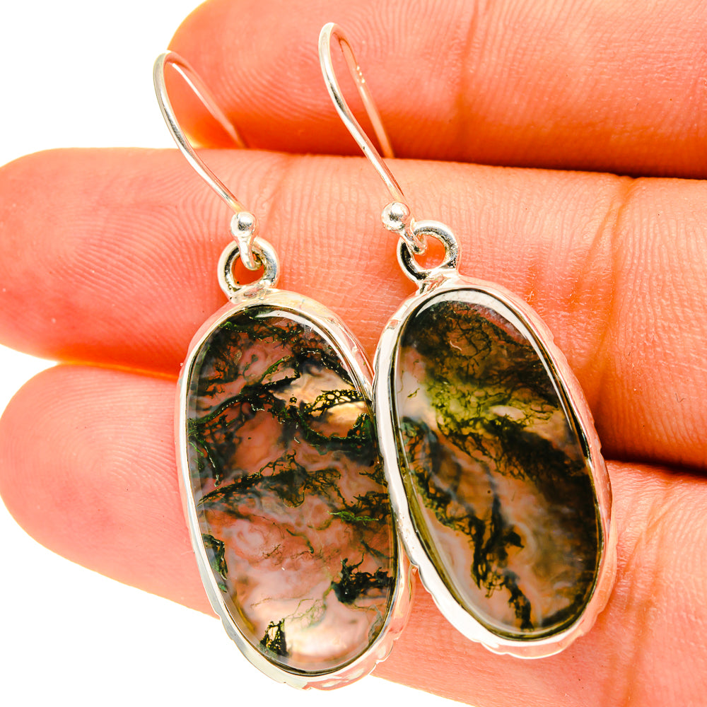 Green Moss Agate Earrings handcrafted by Ana Silver Co - EARR417245