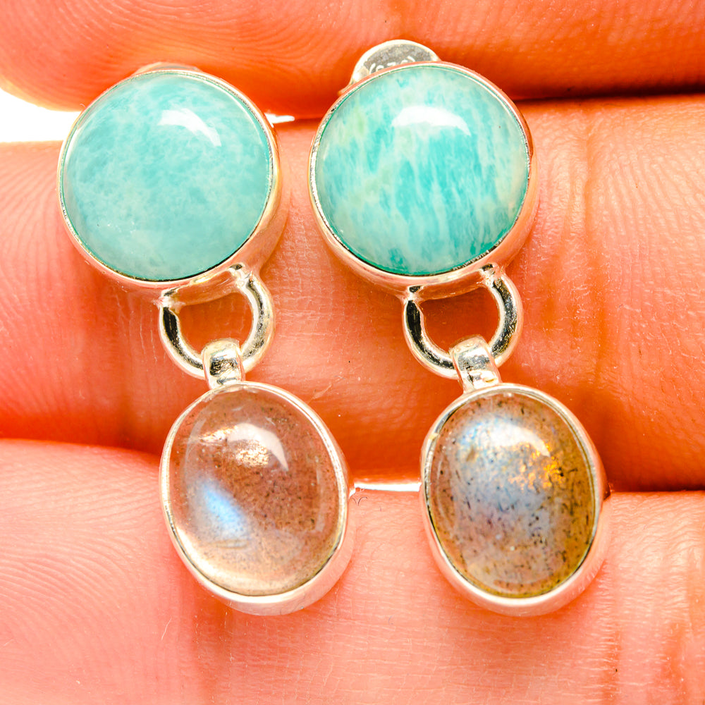 Peruvian Amazonite Earrings handcrafted by Ana Silver Co - EARR417275