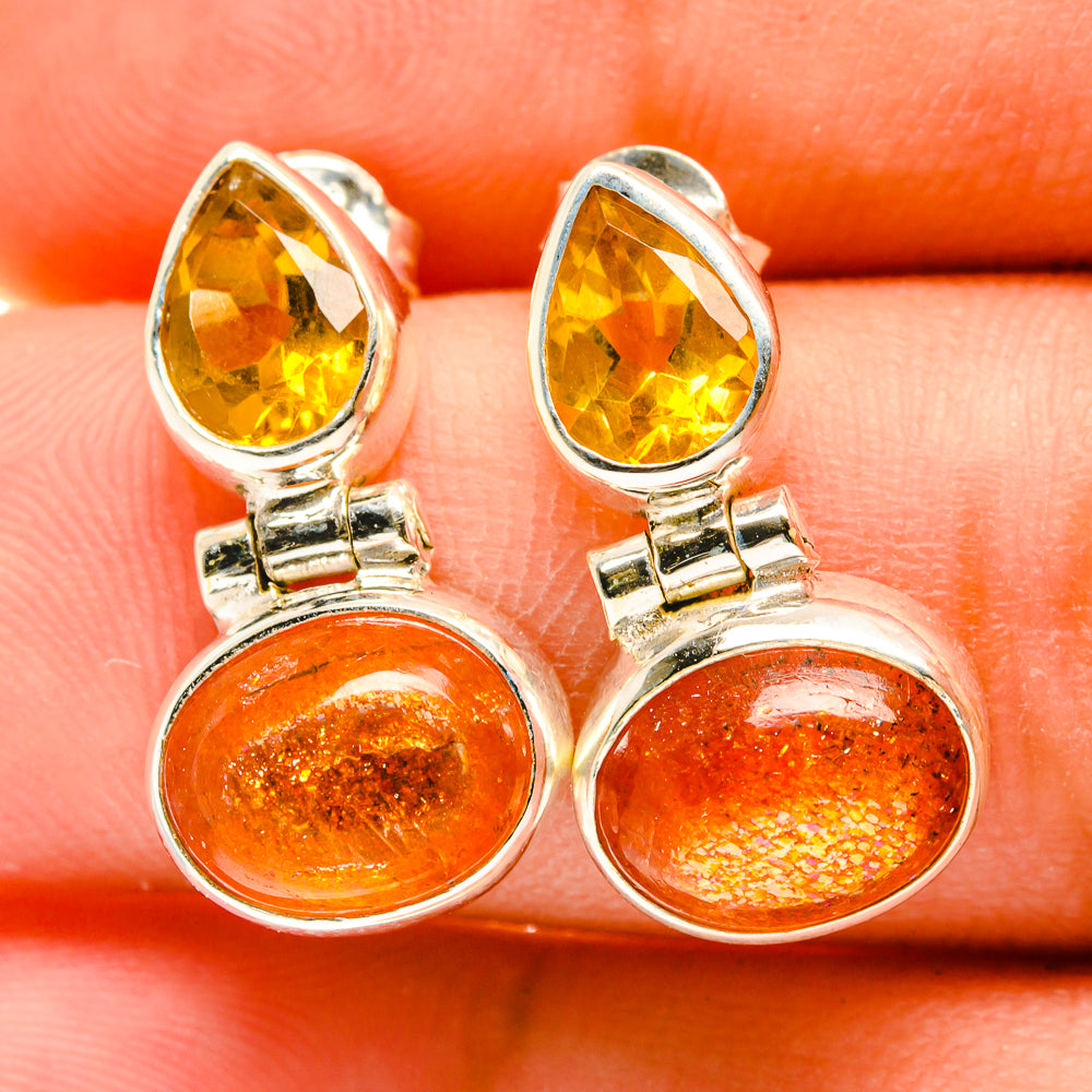 Sunstone Earrings handcrafted by Ana Silver Co - EARR417281