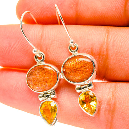 Sunstone Earrings handcrafted by Ana Silver Co - EARR417285
