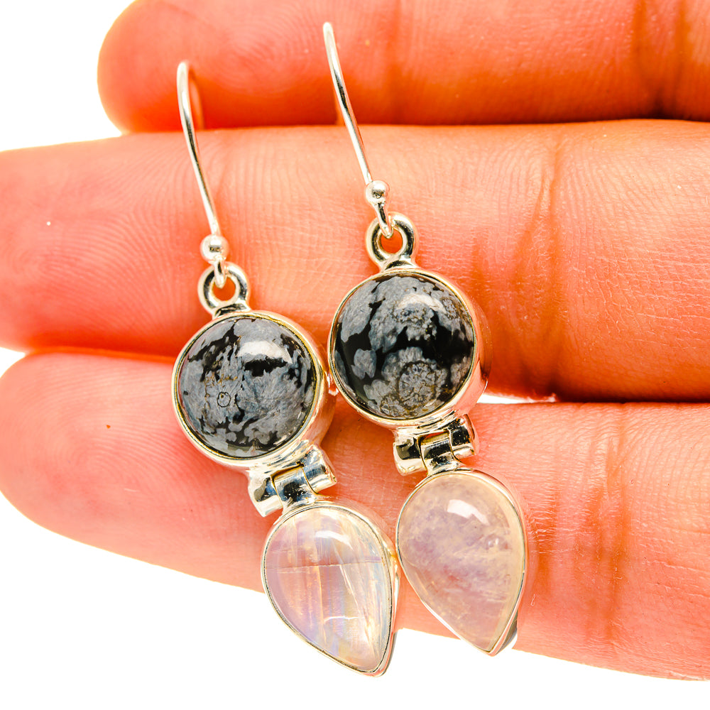 Snowflake Obsidian Earrings handcrafted by Ana Silver Co - EARR417295