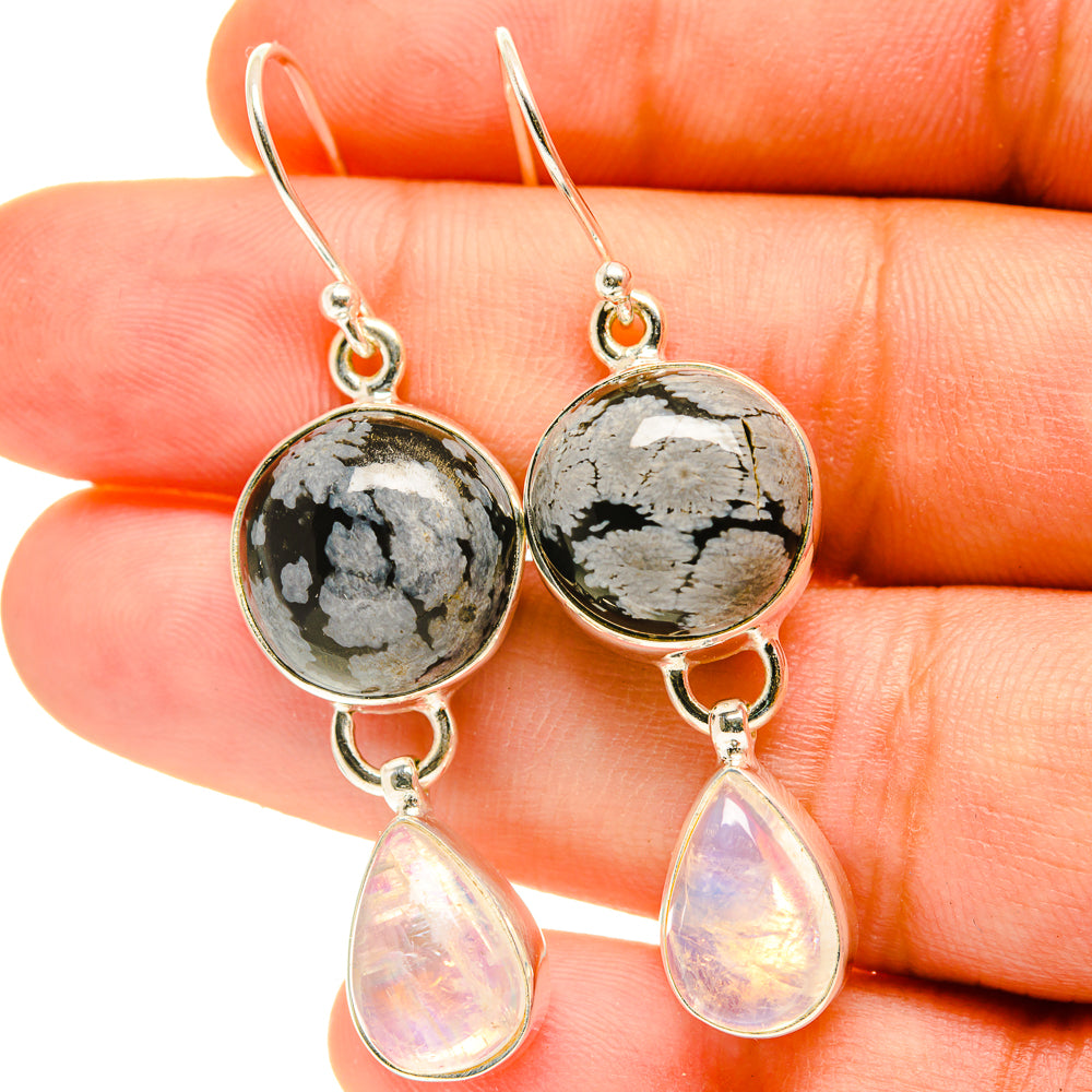 Snowflake Obsidian Earrings handcrafted by Ana Silver Co - EARR417302