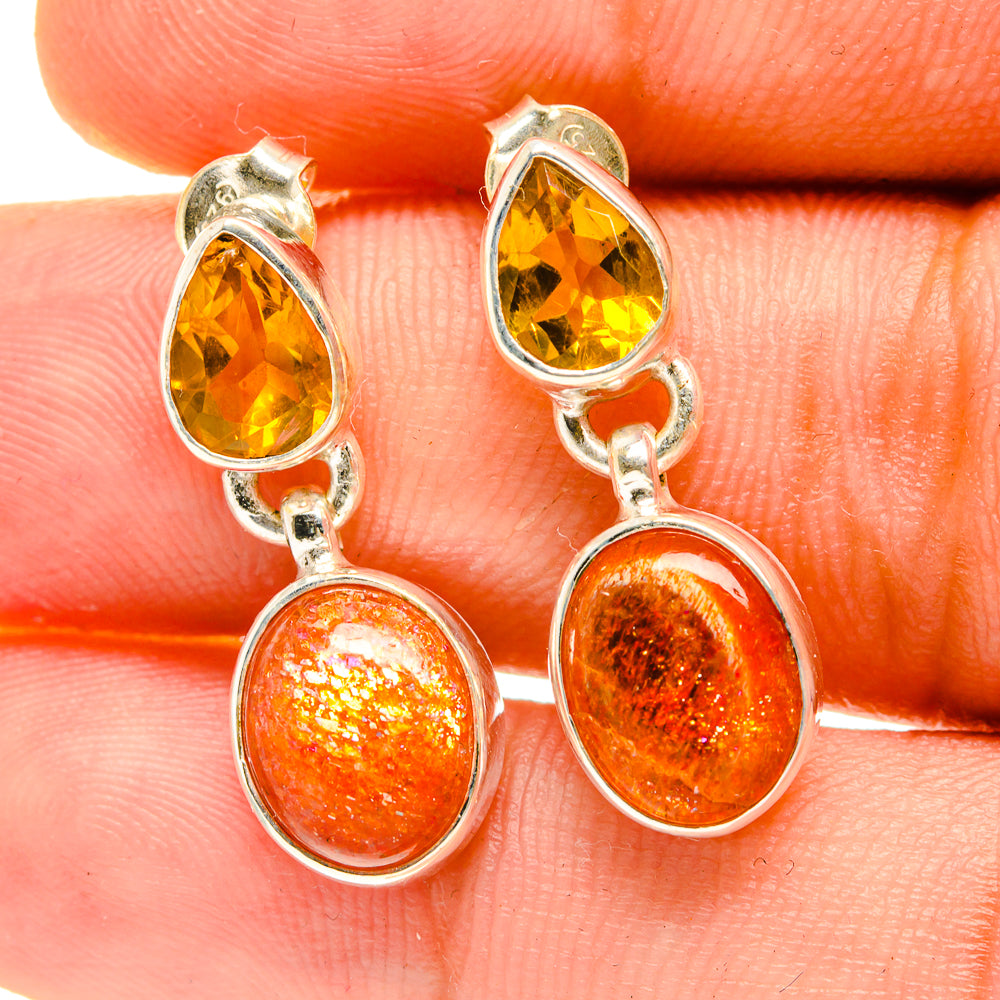 Sunstone Earrings handcrafted by Ana Silver Co - EARR417313