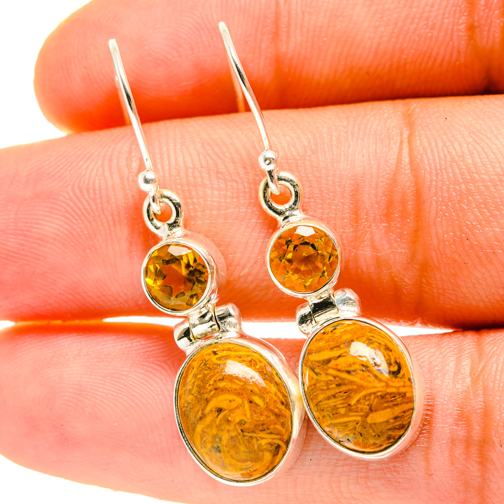 Palm Wood Jasper Earrings handcrafted by Ana Silver Co - EARR417315