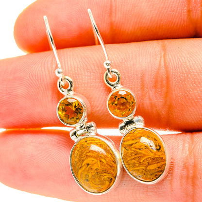 Palm Wood Jasper Earrings handcrafted by Ana Silver Co - EARR417315