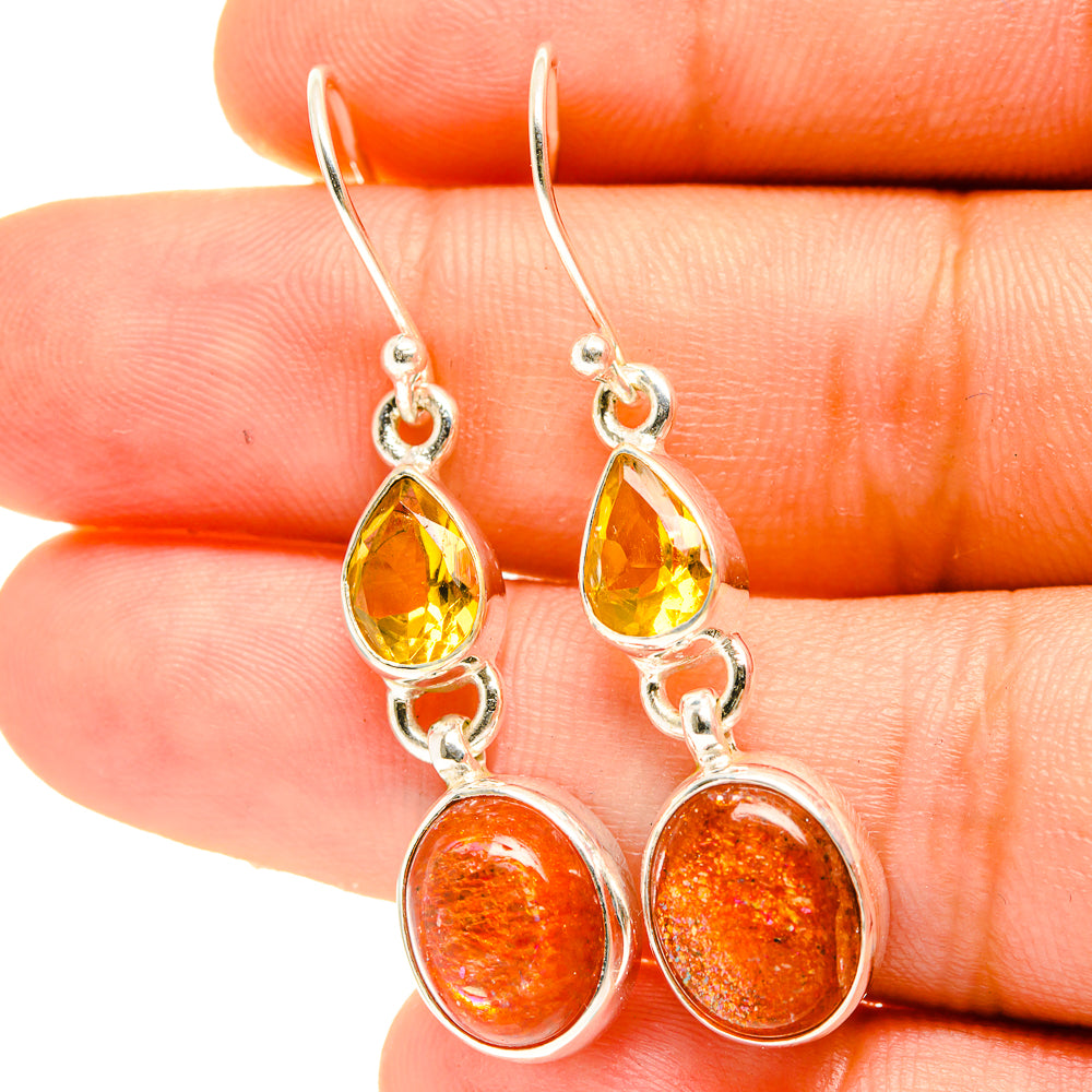 Sunstone Earrings handcrafted by Ana Silver Co - EARR417329