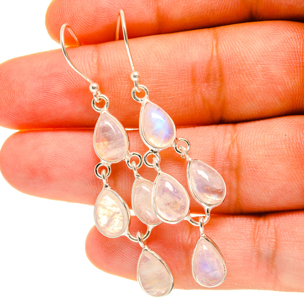 Rainbow Moonstone Earrings handcrafted by Ana Silver Co - EARR417330