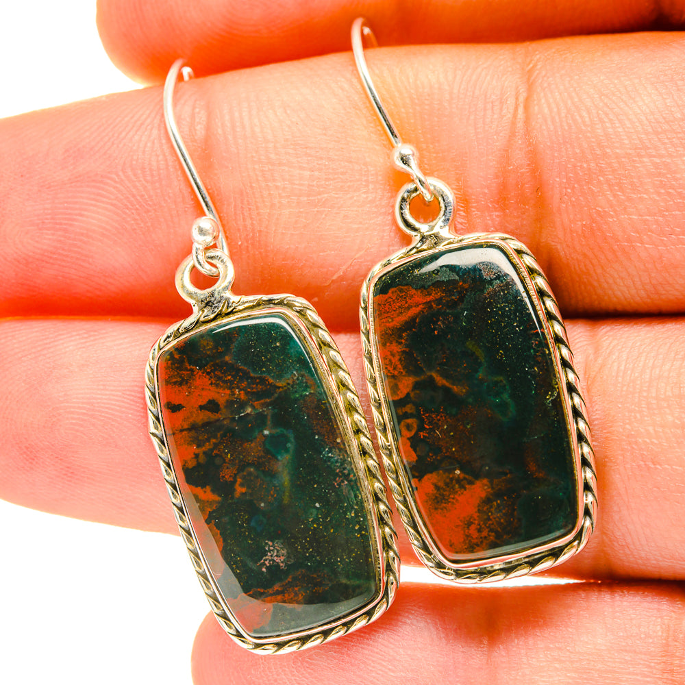 Bloodstone Earrings handcrafted by Ana Silver Co - EARR417333