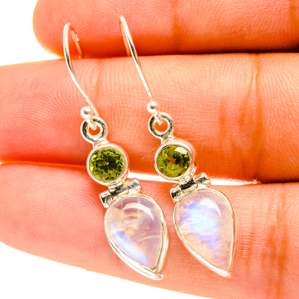 Rainbow Moonstone Earrings handcrafted by Ana Silver Co - EARR417351