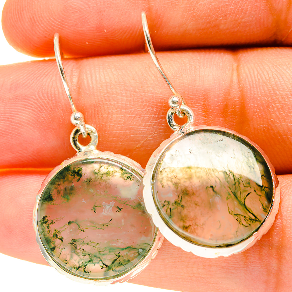 Green Moss Agate Earrings handcrafted by Ana Silver Co - EARR417357