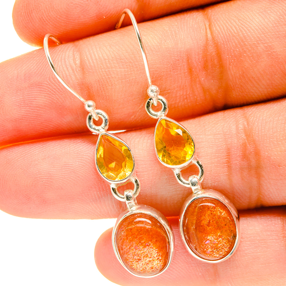 Sunstone Earrings handcrafted by Ana Silver Co - EARR417358