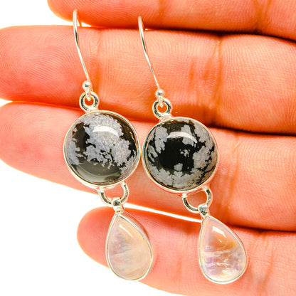 Snowflake Obsidian Earrings handcrafted by Ana Silver Co - EARR417359