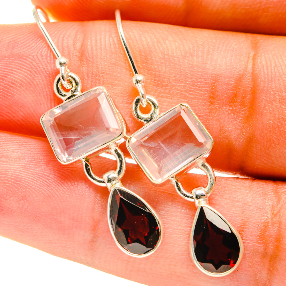 Rose Quartz Earrings handcrafted by Ana Silver Co - EARR417371