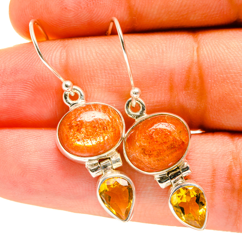 Sunstone Earrings handcrafted by Ana Silver Co - EARR417373