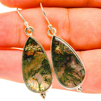 Green Moss Agate Earrings handcrafted by Ana Silver Co - EARR417376