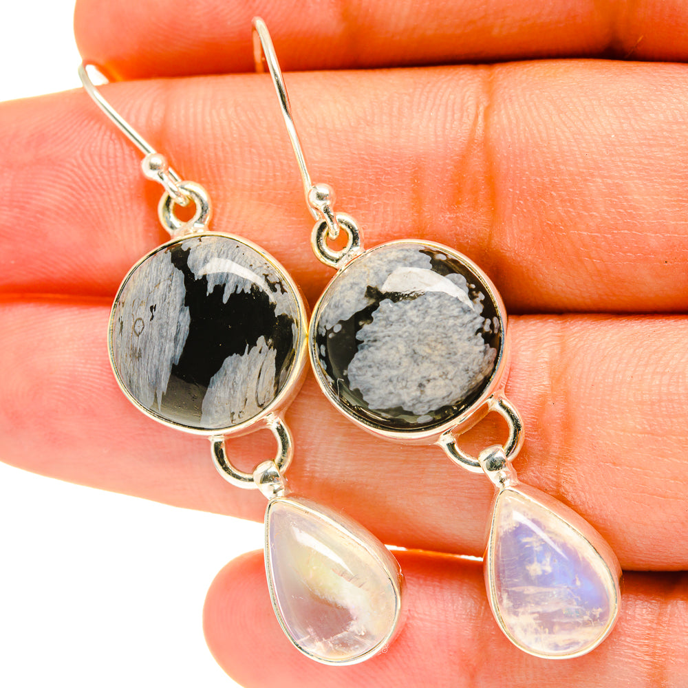 Snowflake Obsidian Earrings handcrafted by Ana Silver Co - EARR417379