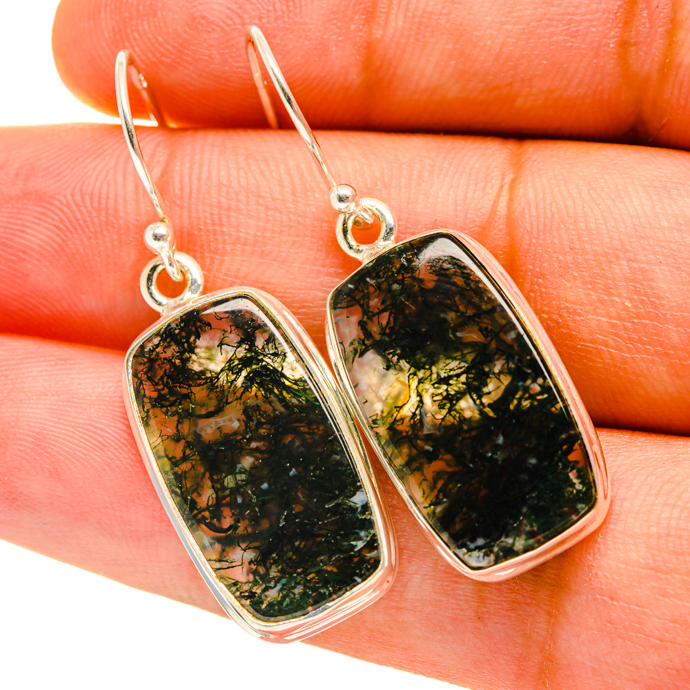 Green Moss Agate Earrings handcrafted by Ana Silver Co - EARR417390