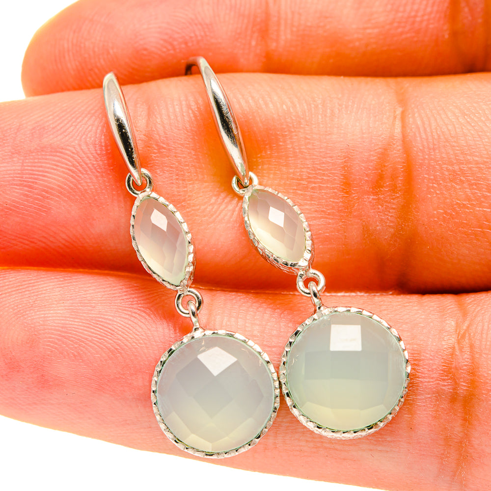 Aqua Chalcedony Earrings handcrafted by Ana Silver Co - EARR417393