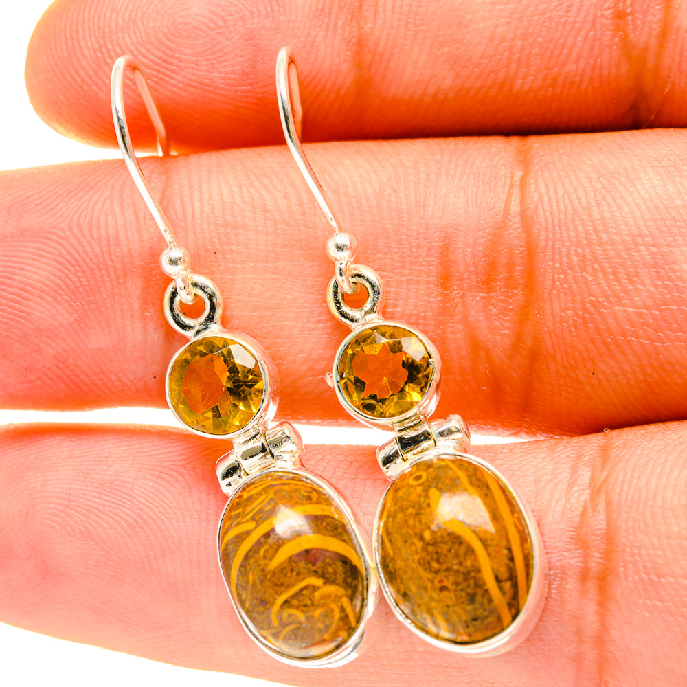 Palm Wood Jasper Earrings handcrafted by Ana Silver Co - EARR417412