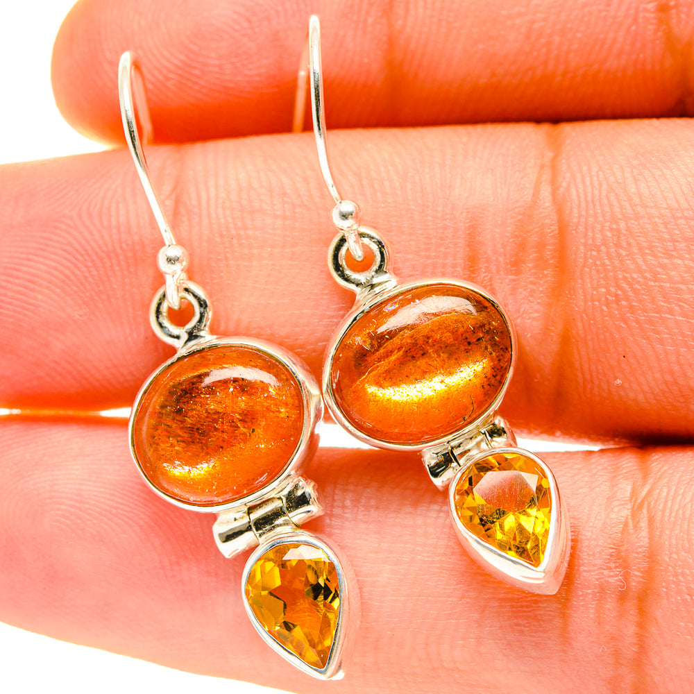 Sunstone Earrings handcrafted by Ana Silver Co - EARR417415