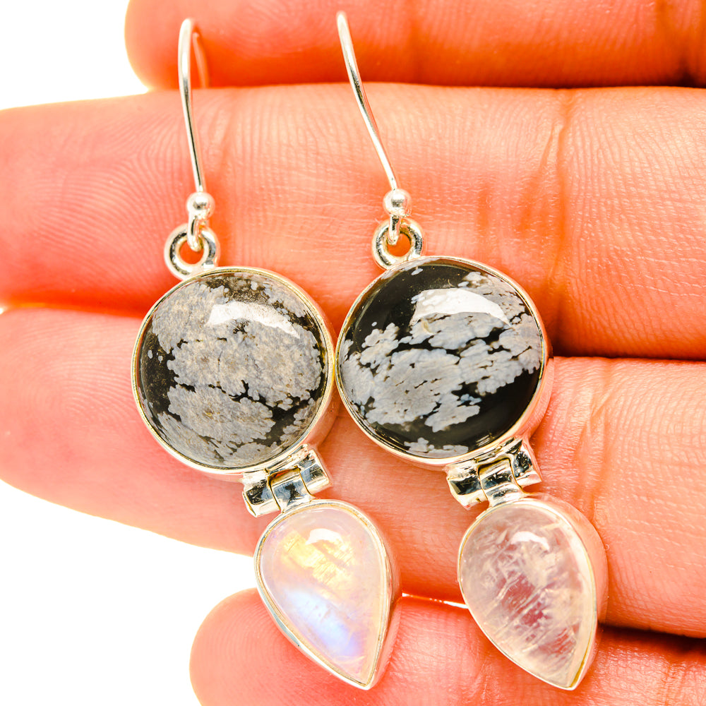 Snowflake Obsidian Earrings handcrafted by Ana Silver Co - EARR417434