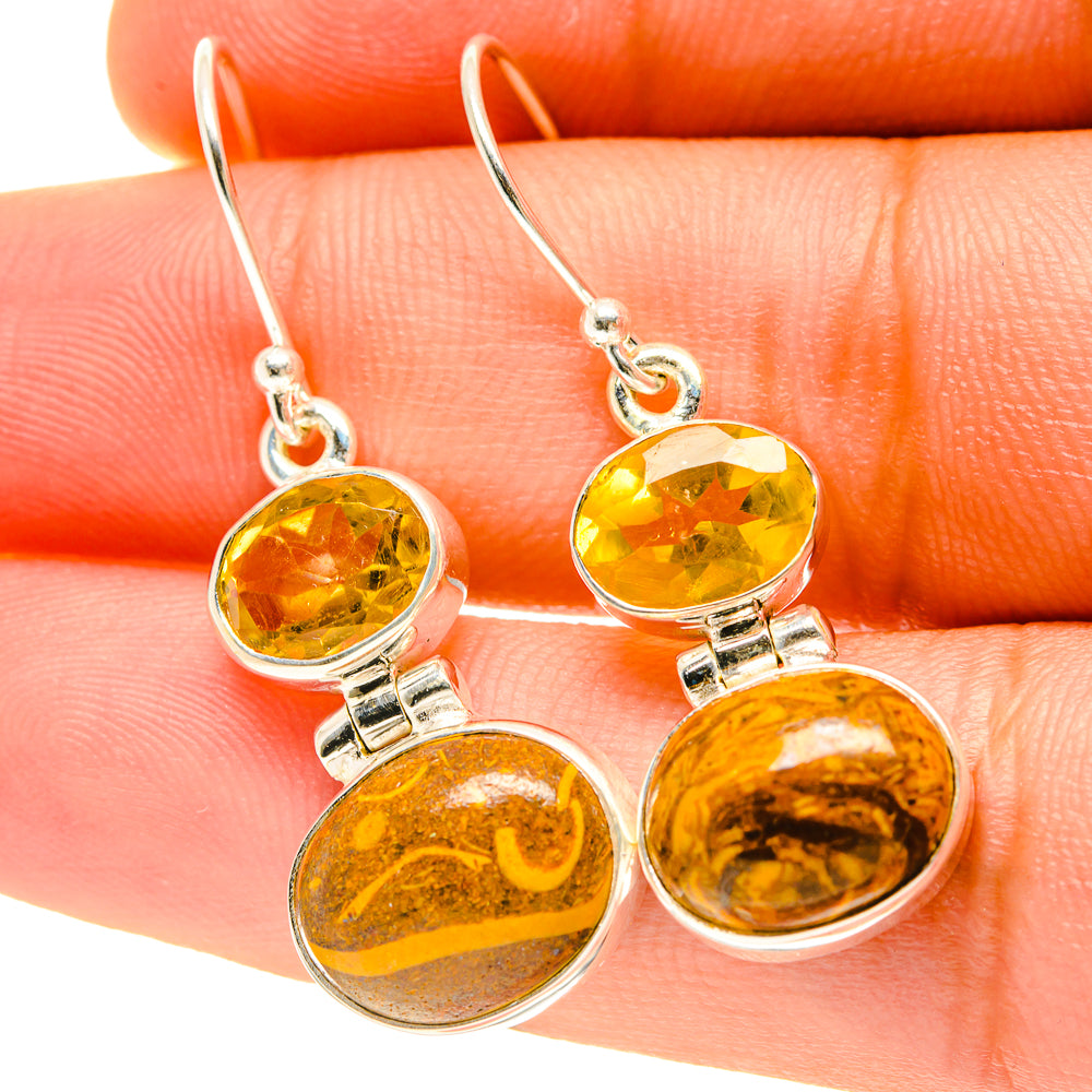 Palm Wood Jasper Earrings handcrafted by Ana Silver Co - EARR417438