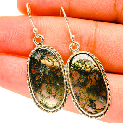Green Moss Agate Earrings handcrafted by Ana Silver Co - EARR417447