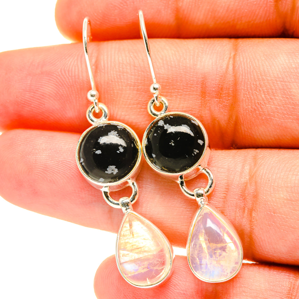 Snowflake Obsidian Earrings handcrafted by Ana Silver Co - EARR417465