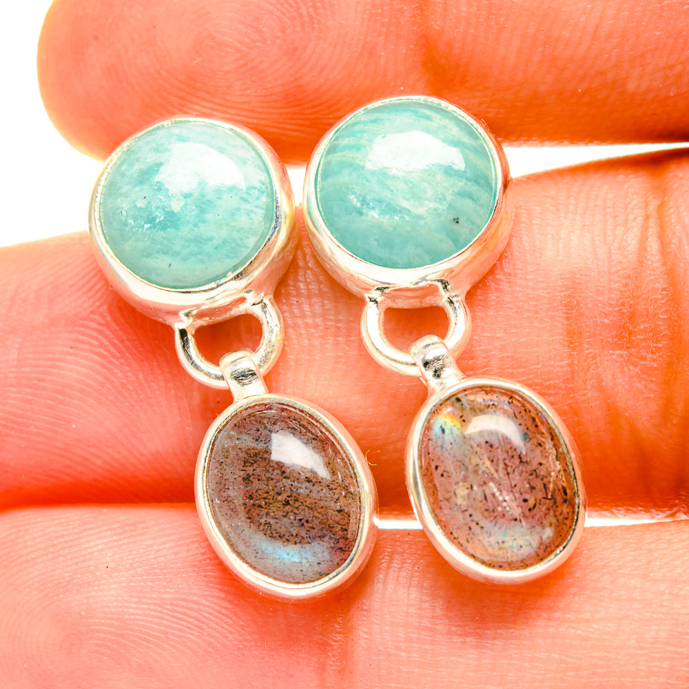 Peruvian Amazonite Earrings handcrafted by Ana Silver Co - EARR417472