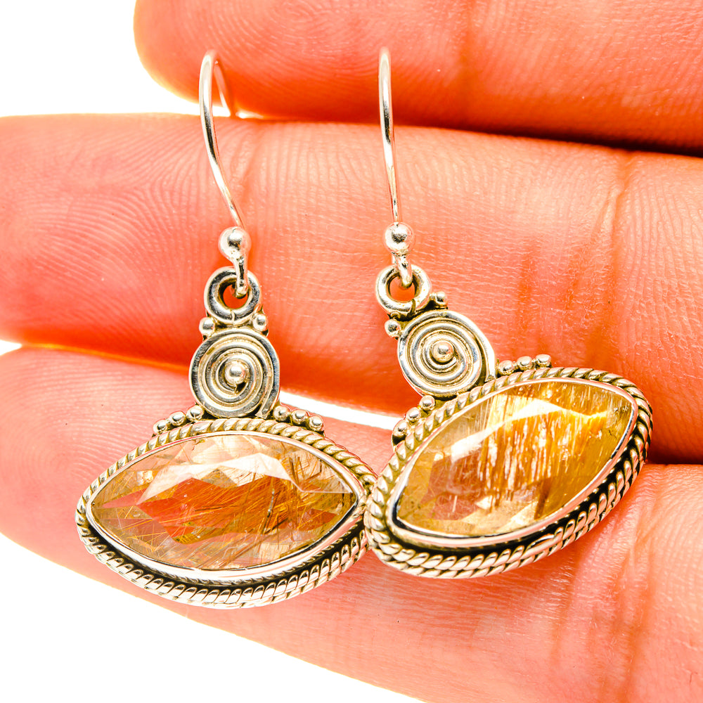 Rutilated Quartz Earrings handcrafted by Ana Silver Co - EARR417473