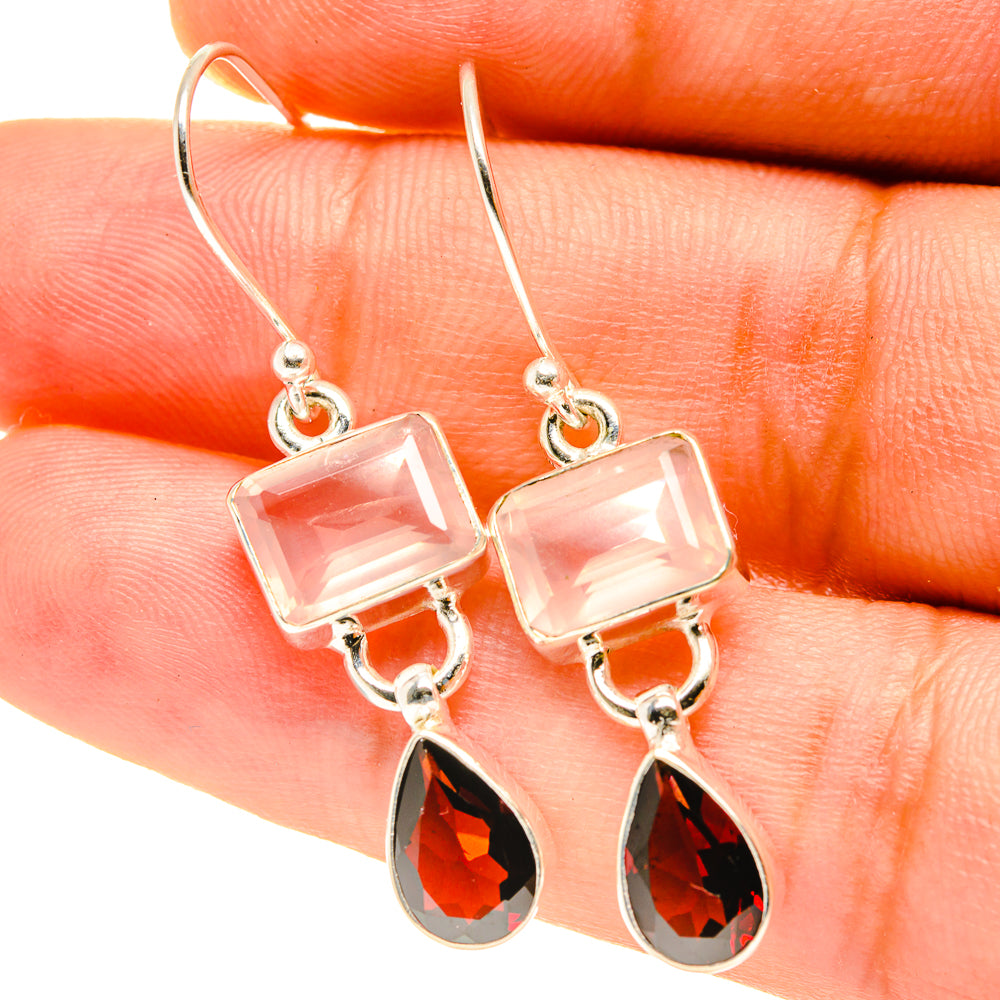 Rose Quartz Earrings handcrafted by Ana Silver Co - EARR417475