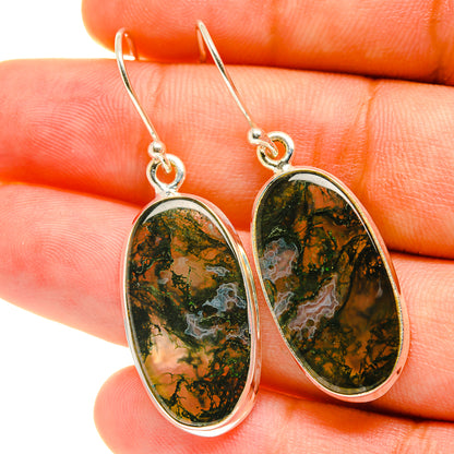 Green Moss Agate Earrings handcrafted by Ana Silver Co - EARR417478