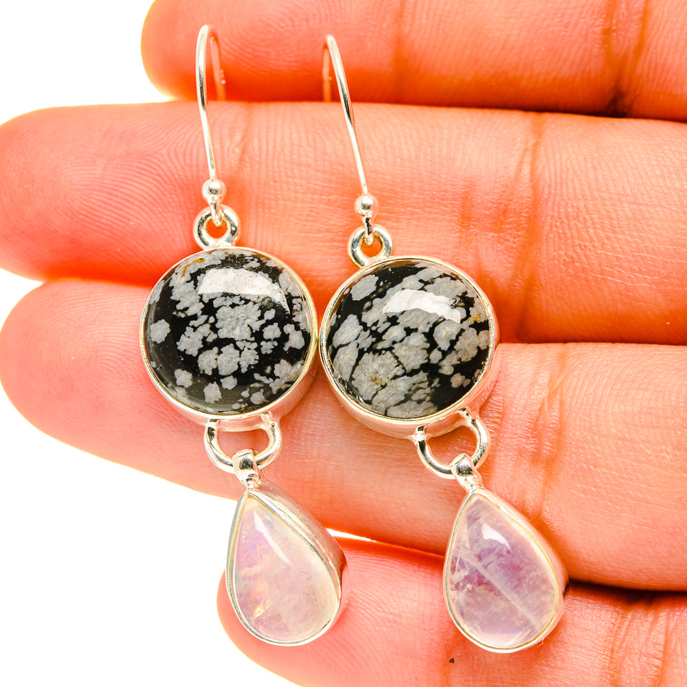 Snowflake Obsidian Earrings handcrafted by Ana Silver Co - EARR417479