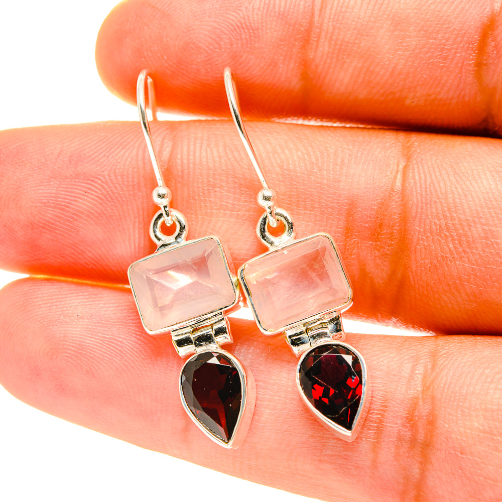 Rose Quartz Earrings handcrafted by Ana Silver Co - EARR417482