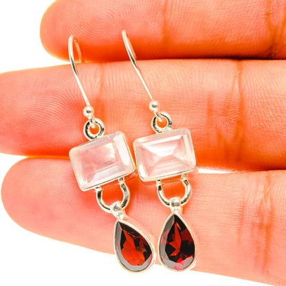 Rose Quartz Earrings handcrafted by Ana Silver Co - EARR417488