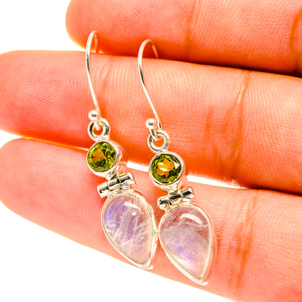 Rainbow Moonstone Earrings handcrafted by Ana Silver Co - EARR417507