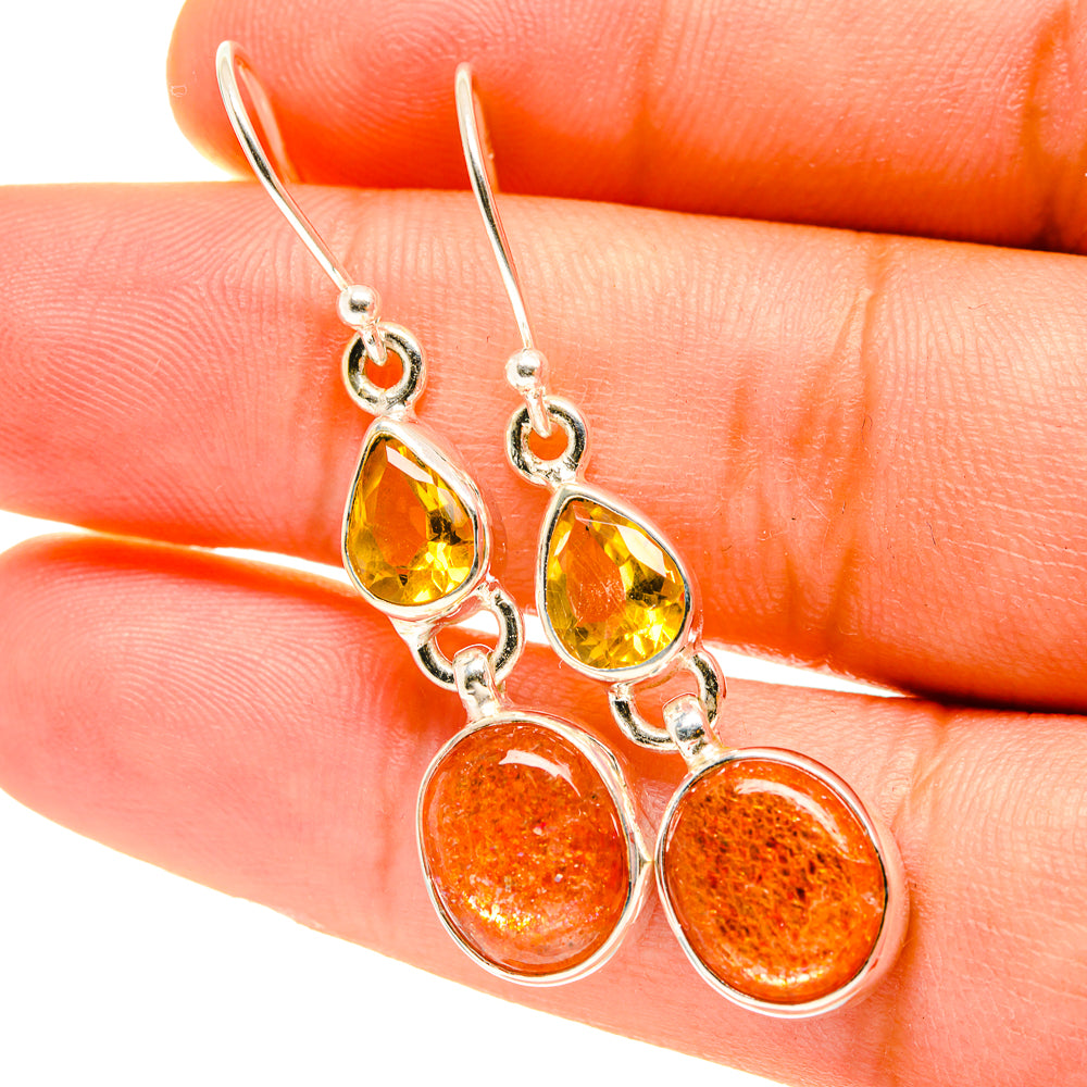 Sunstone Earrings handcrafted by Ana Silver Co - EARR417514