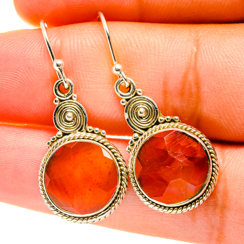 Fire Crab Agate Earrings handcrafted by Ana Silver Co - EARR417515