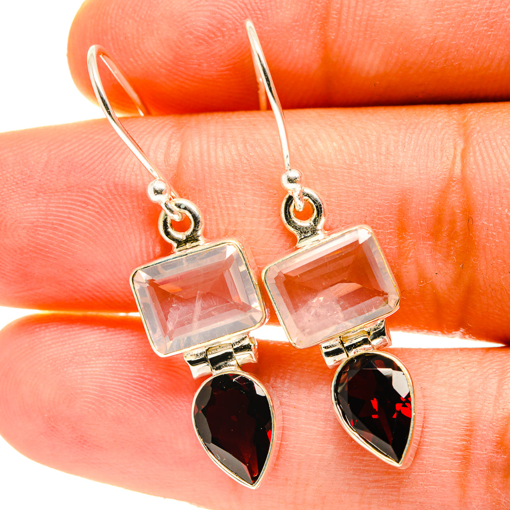 Rose Quartz Earrings handcrafted by Ana Silver Co - EARR417516