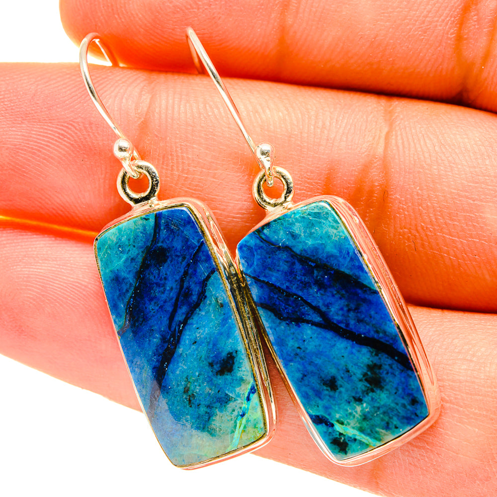 Chrysocolla In Quartz Earrings handcrafted by Ana Silver Co - EARR417519