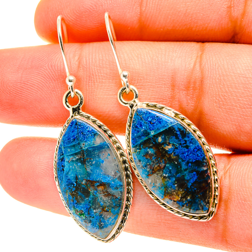 Chrysocolla In Quartz Earrings handcrafted by Ana Silver Co - EARR417521