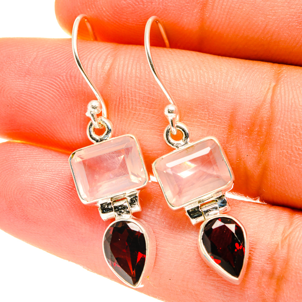 Rose Quartz Earrings handcrafted by Ana Silver Co - EARR417535