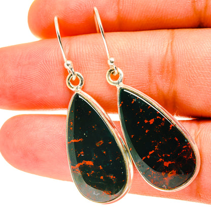 Bloodstone Earrings handcrafted by Ana Silver Co - EARR417536