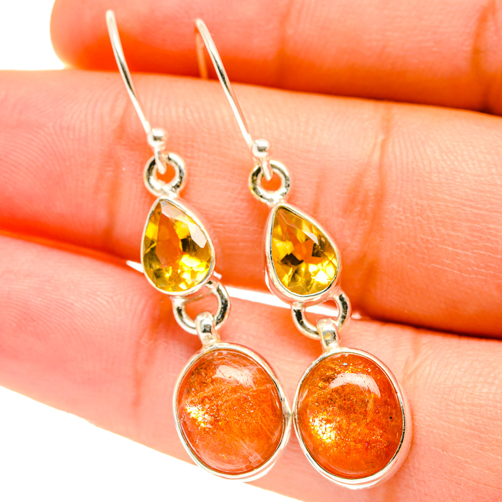 Sunstone Earrings handcrafted by Ana Silver Co - EARR417555