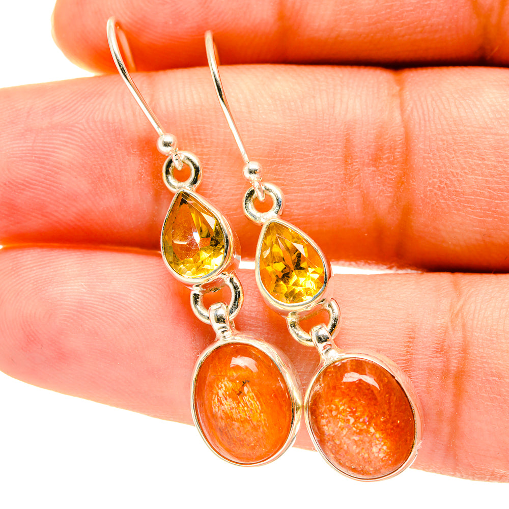 Sunstone Earrings handcrafted by Ana Silver Co - EARR417564