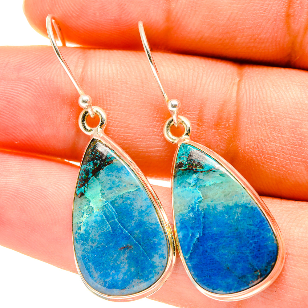 Chrysocolla In Quartz Earrings handcrafted by Ana Silver Co - EARR417571