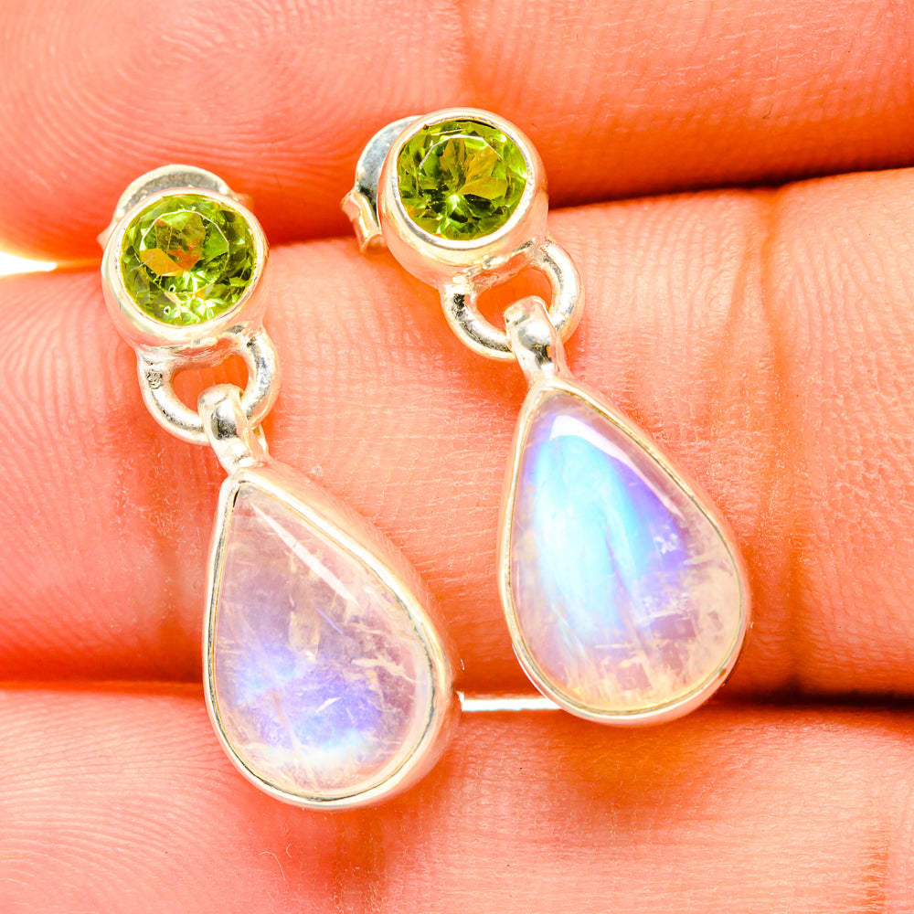 Rainbow Moonstone Earrings handcrafted by Ana Silver Co - EARR417574