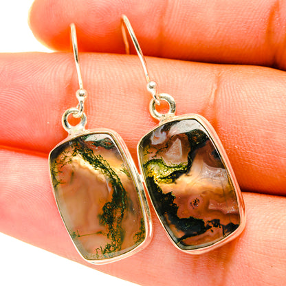 Green Moss Agate Earrings handcrafted by Ana Silver Co - EARR417588