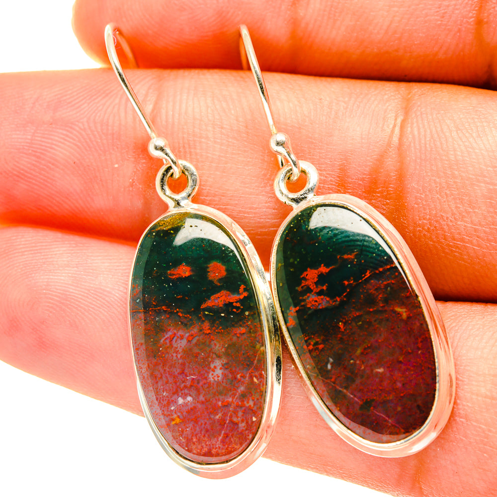 Bloodstone Earrings handcrafted by Ana Silver Co - EARR417595